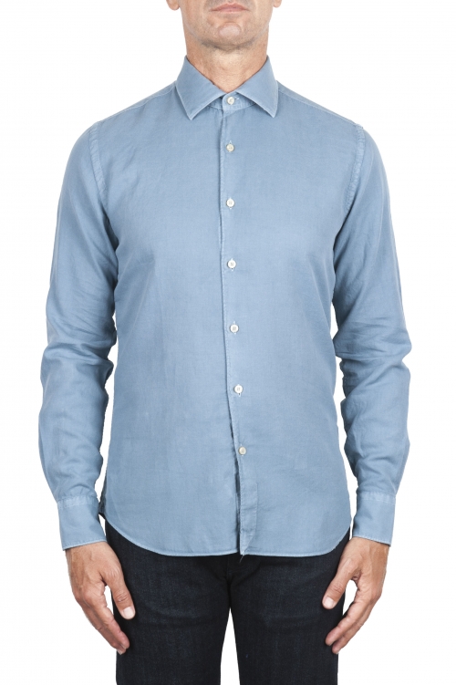 SBU 03378_2021SS Blue cotton twill shirt 01