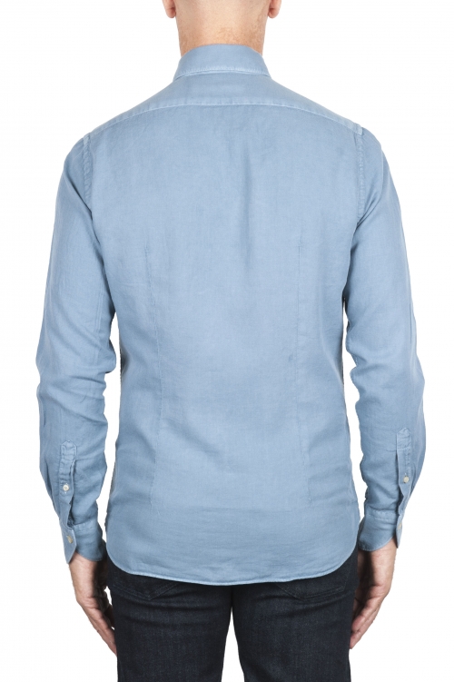 SBU 03378_2021SS Camisa de sarga de algodón azul 01