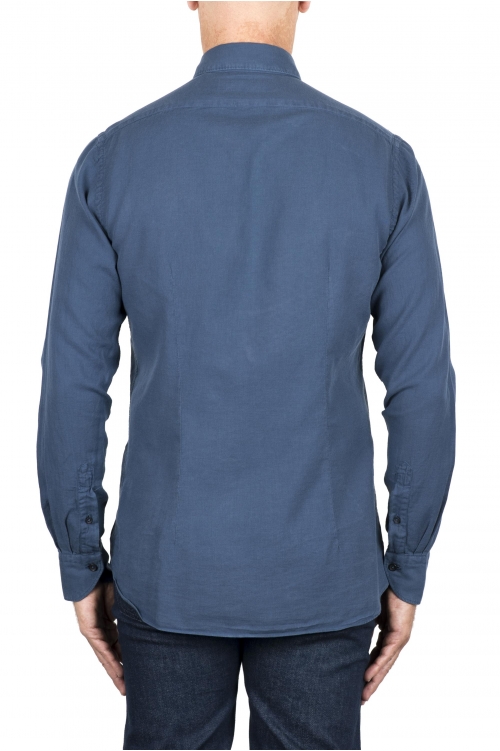 SBU 03400_2021AW Indigo blue cotton twill shirt 01