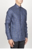 SBU 00929 Classic point collar grey checkered linen shirt 02