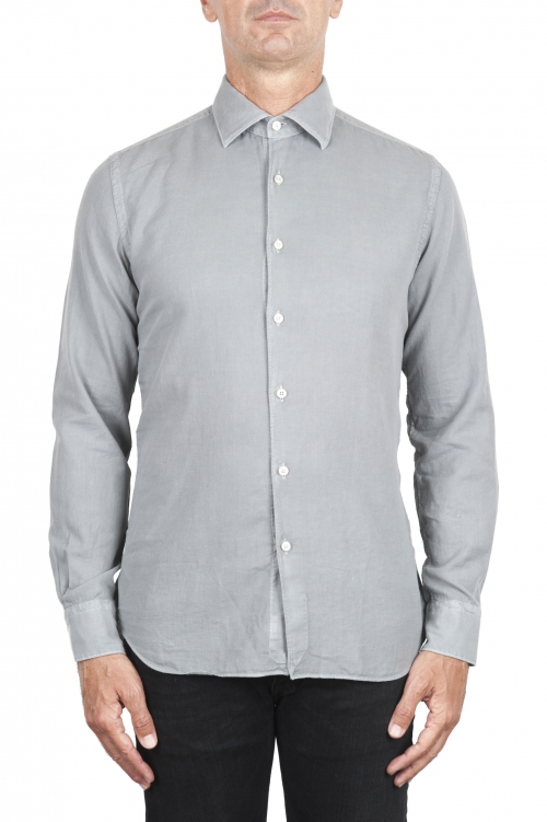 SBU 03412_2021AW Pearl grey cotton twill shirt 01