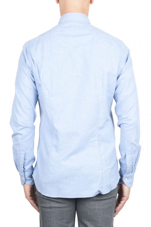 SBU 03419_2021AW 無地の柔らかい綿の水色のフランネルシャツ 01