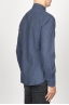 SBU 00930 Clásica camisa azul de franela de algodón con cuello de punta  03