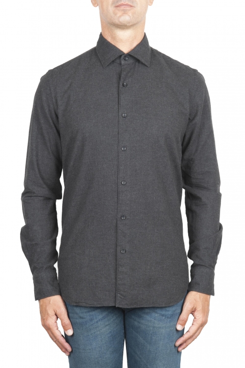 SBU 03423_2021AW Plain soft cotton grey flannel shirt 01