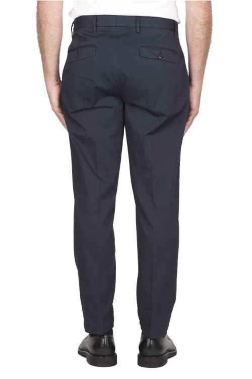 SBU 03424_2021AW Pantalon classique en coton stretch bleu avec pinces 01