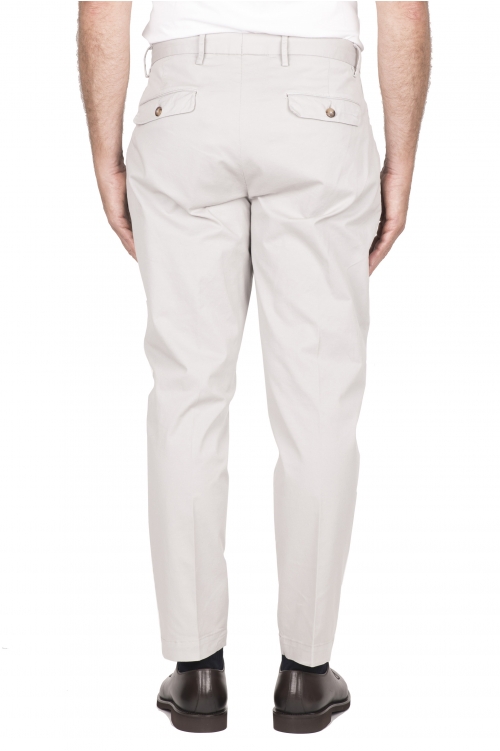 SBU 03425_2021AW Pantalón clásico de algodón elástico gris perla con pinzas 01