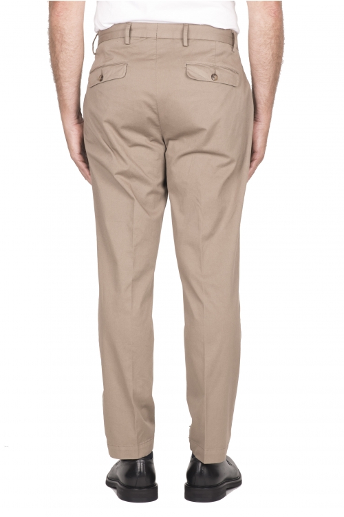 SBU 03427_2021AW Pantalon classique en coton stretch beige avec pinces 01