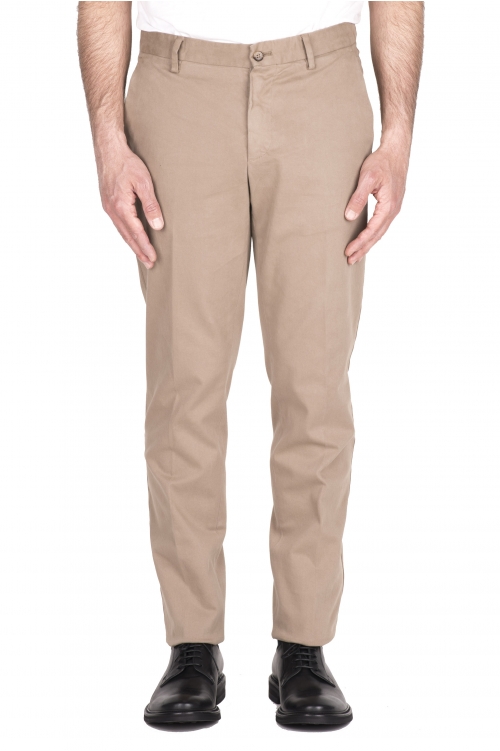 SBU 03430_2021AW Pantalón chino clásico en algodón elástico beige 01