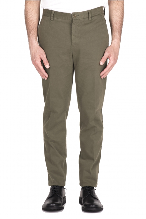 SBU 03432_2021AW Classic chino pants in green stretch cotton 01