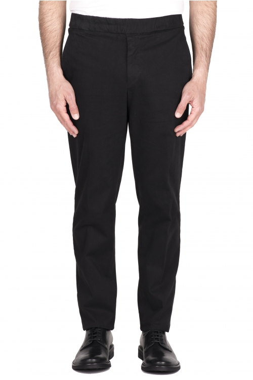 SBU 03436_2021AW Pantaloni comfort in cotone elasticizzato nero 01