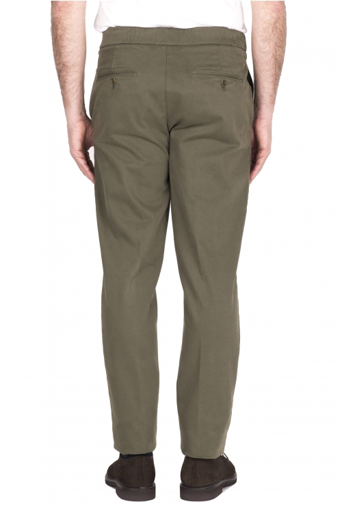SBU 03437_2021AW Pantaloni comfort in cotone elasticizzato verde 01