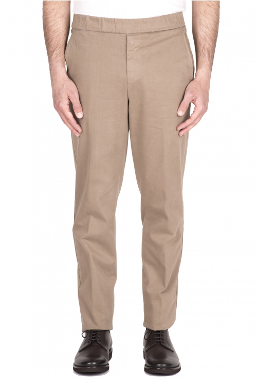 SBU 03438_2021AW Pantaloni comfort in cotone elasticizzato beige 01