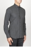 SBU 00932 クラシックなポイントの襟の灰色の綿のネルシャツ 02