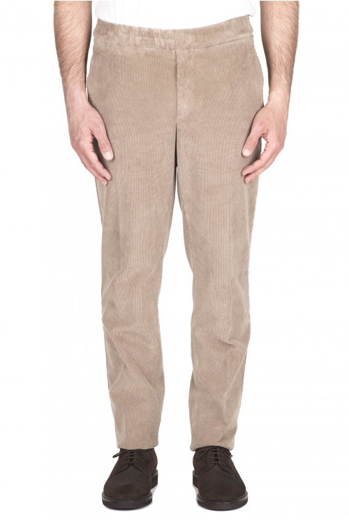 SBU 03443_2021AW Pantalon confort en velours côtelé stretch beige 01