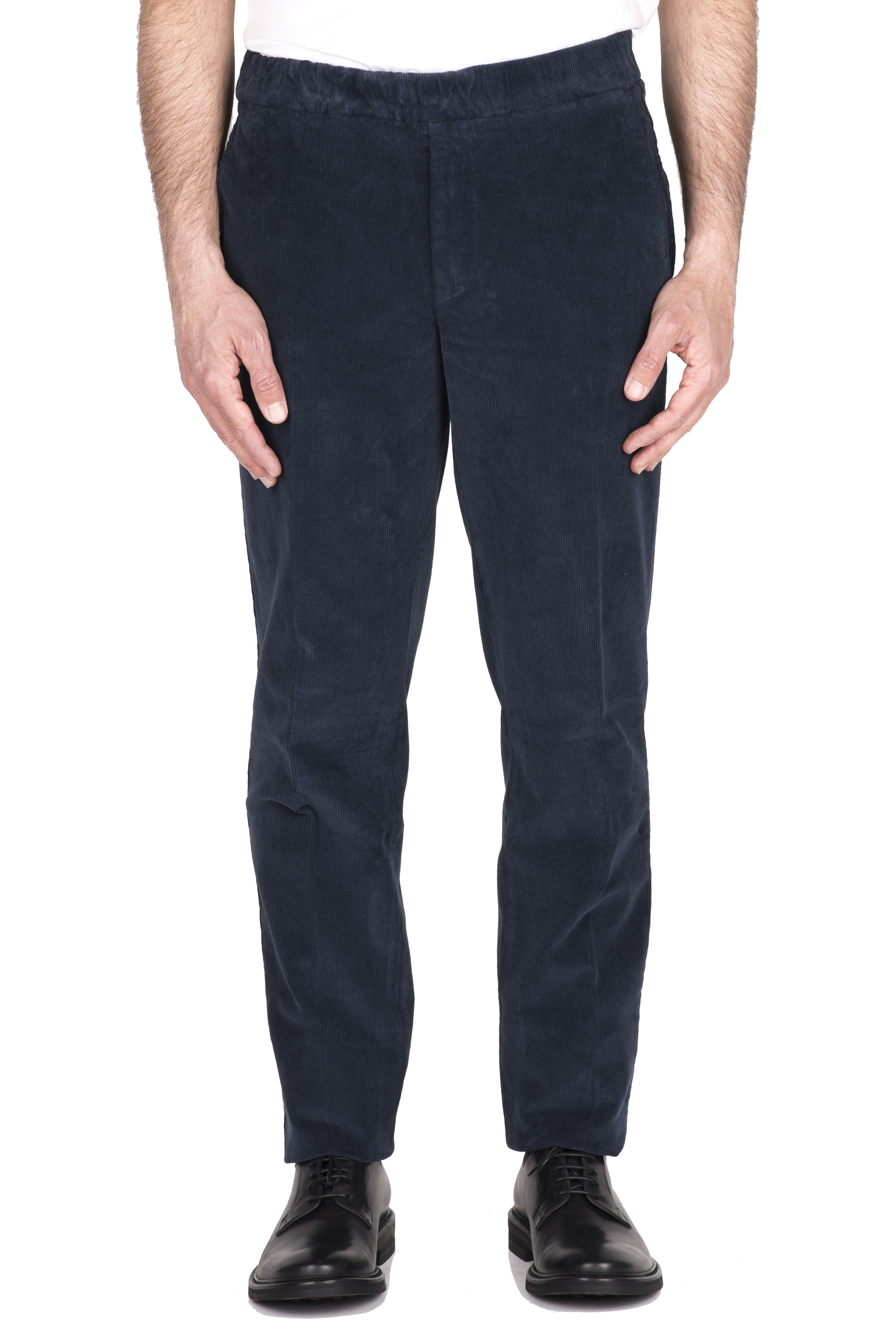 SBU 03444_2021AW Pantaloni comfort in velluto elasticizzato blu 01