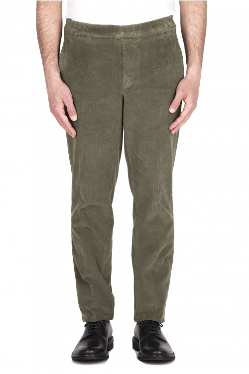 SBU 03445_2021AW Pantaloni comfort in velluto elasticizzato verde 01