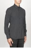 SBU 00933 Clásica camisa negra de franela de algodón con cuello de punta  02