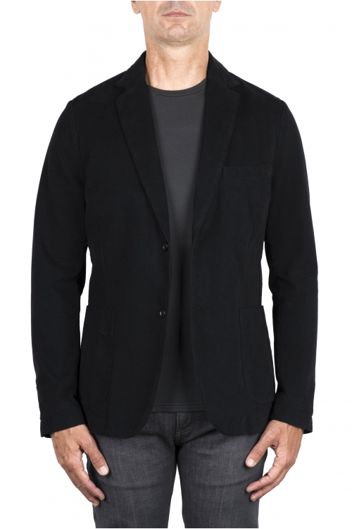 SBU 03450_2021AW Black cotton and cashmere blend sport coat 01