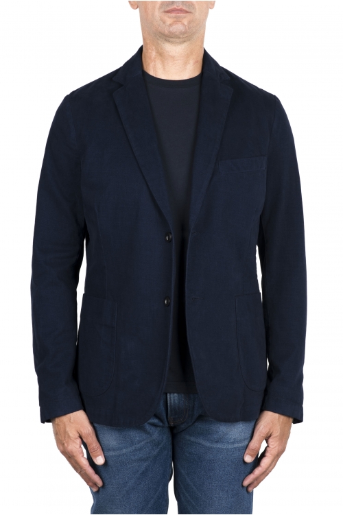 SBU 03452_2021AW Indigo cotton and cashmere blend sport coat 01