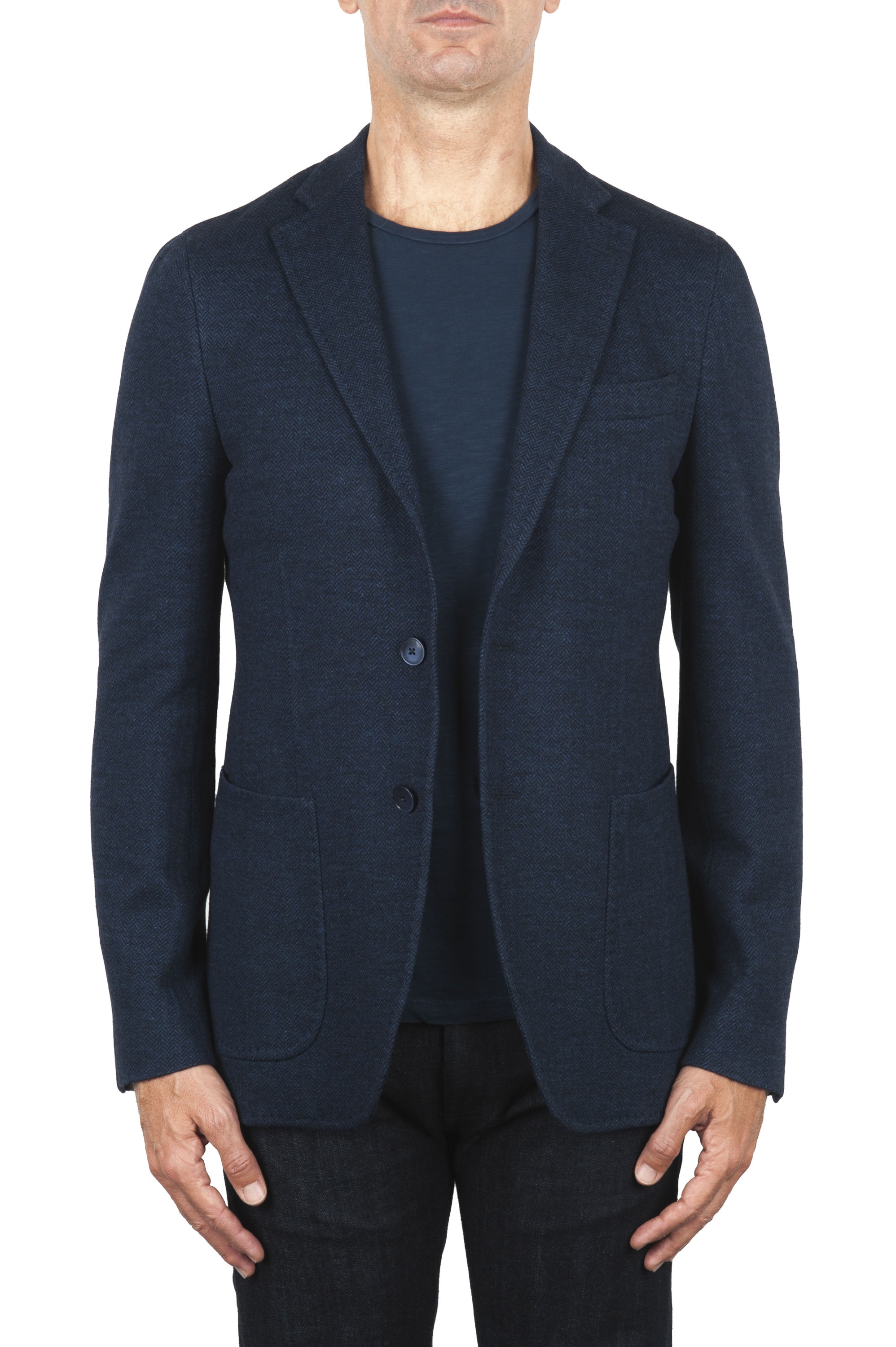 SBU 03463_2021AW Blue wool blend sport jacket unconstructed and unlined 01