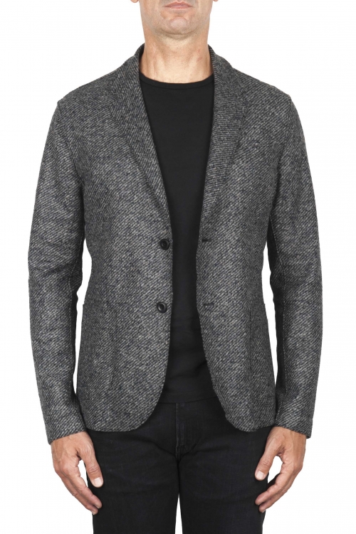SBU 03464_2021AW Black wool blend sport jacket unconstructed and unlined 01