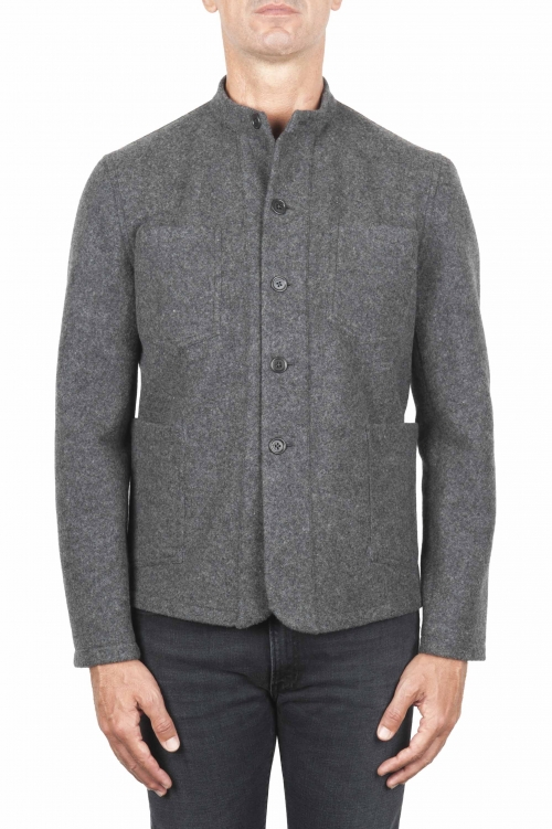 SBU 03468_2021AW Grey cashmere blend mandarin collar jacket 01