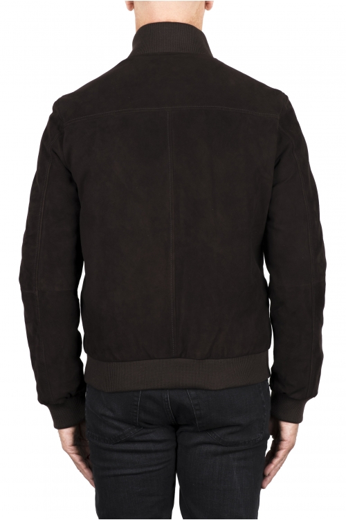 SBU 03481_2021AW Padded brown leather bomber jacket 01
