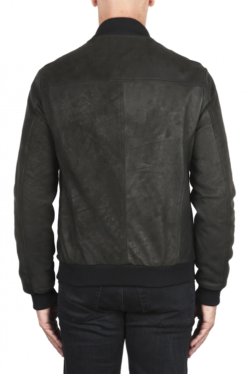 SBU 03483_2021AW Black nubuck leather lined bomber jacket 01