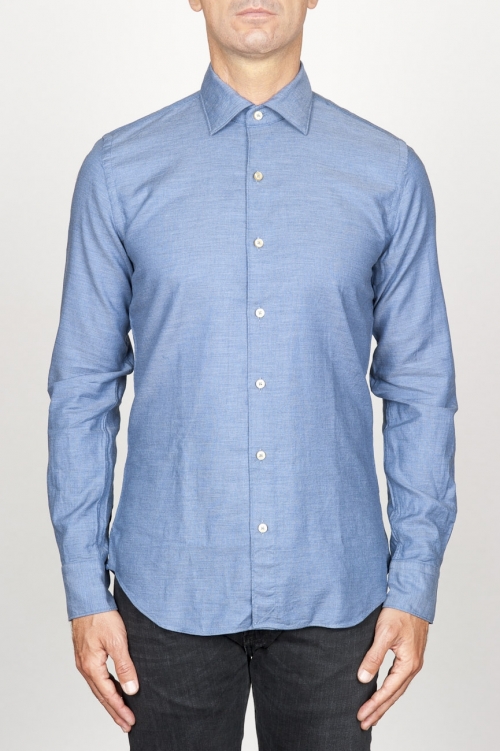 SBU 00937 Clásica camisa oxford azul claro lavado con cuello de punta  01