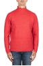 SBU 03499_2021AW Red mock neck raw cut sweater 01