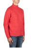 SBU 03499_2021AW Red mock neck raw cut sweater 02