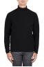 SBU 03500_2021AW Black mock neck raw cut sweater 01