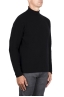SBU 03500_2021AW Black mock neck raw cut sweater 02