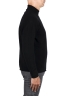 SBU 03500_2021AW Black mock neck raw cut sweater 03