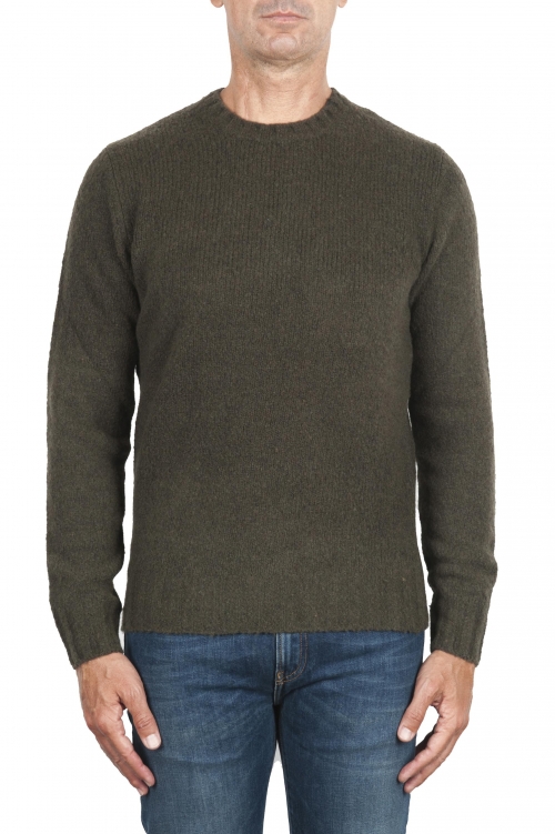 SBU 03502_2021AW Green cashmere and wool blend crew neck sweater 01