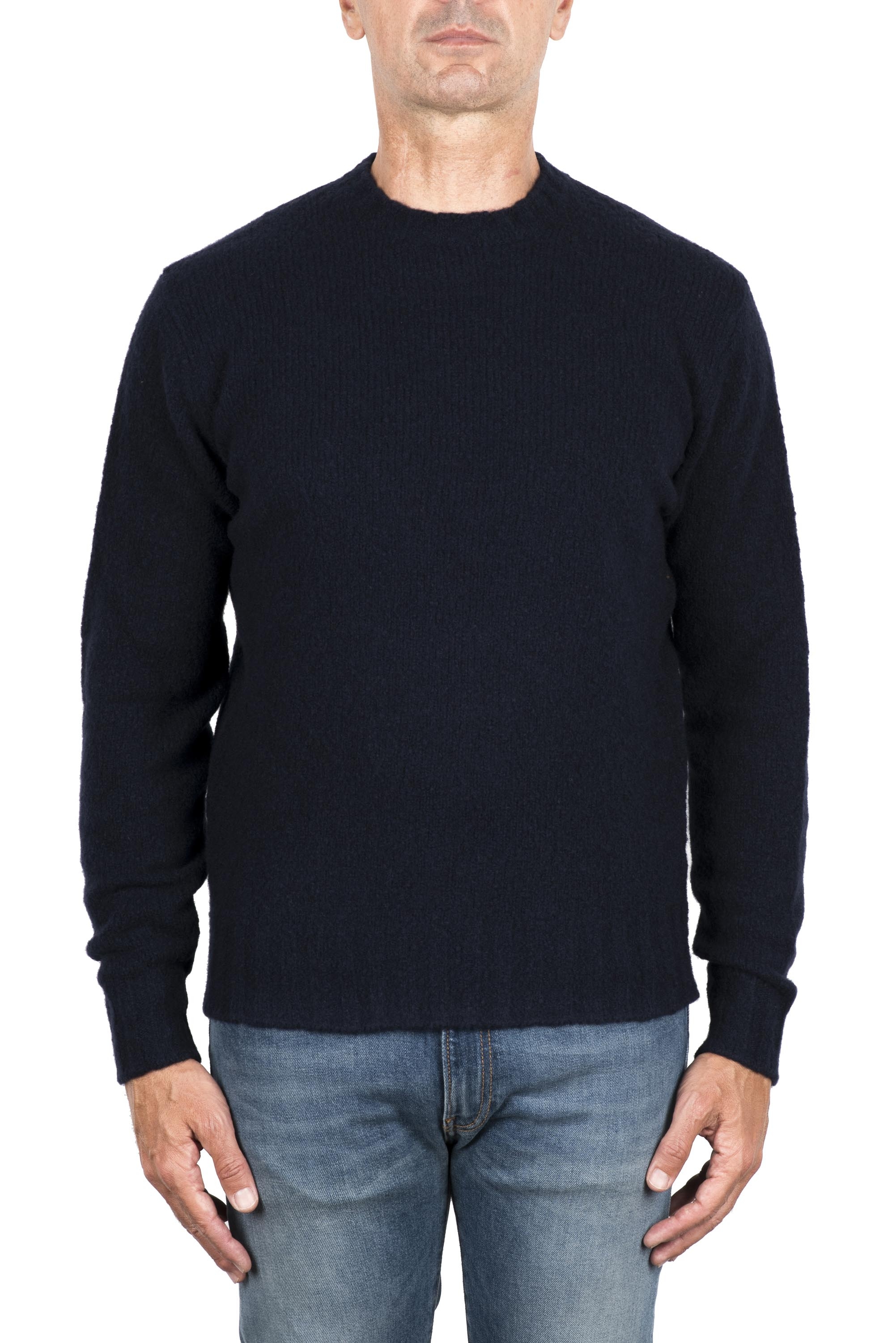 SBU 03503_2021AW Blue cashmere and wool blend crew neck sweater 01