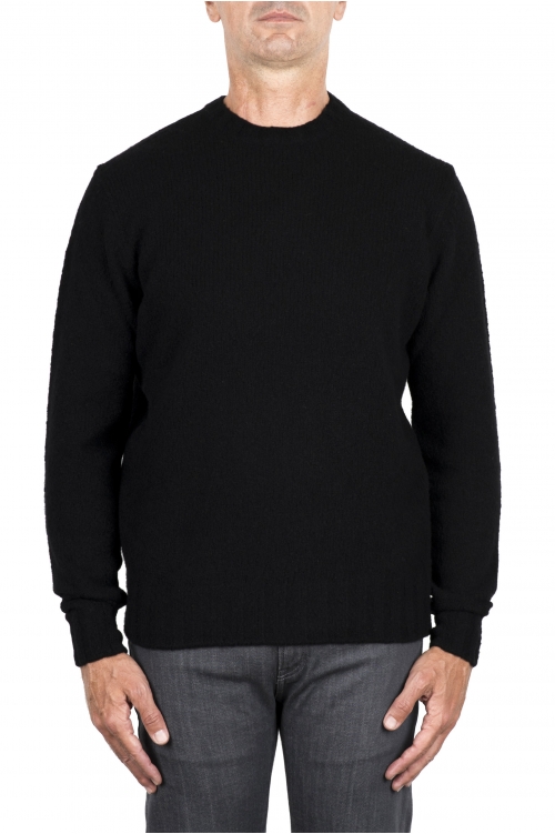 SBU 03507_2021AW Black cashmere and wool blend crew neck sweater 01