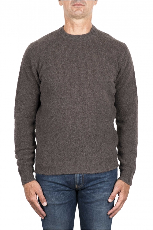 SBU 03510_2021AW Brown cashmere and wool blend crew neck sweater 01