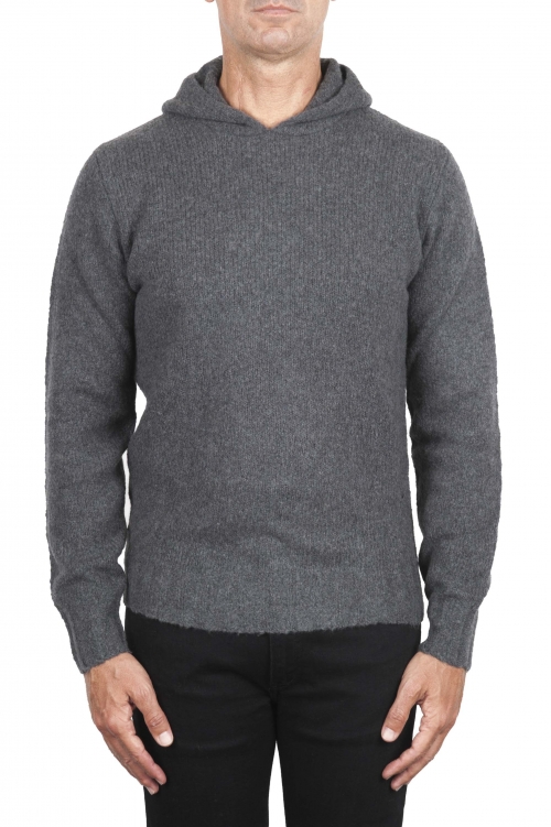 SBU 03515_2021AW Grey cashmere and wool blend hooded sweater 01