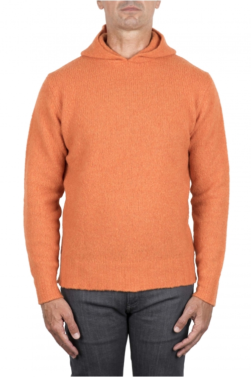 SBU 03516_2021AW Orange cashmere and wool blend hooded sweater 01