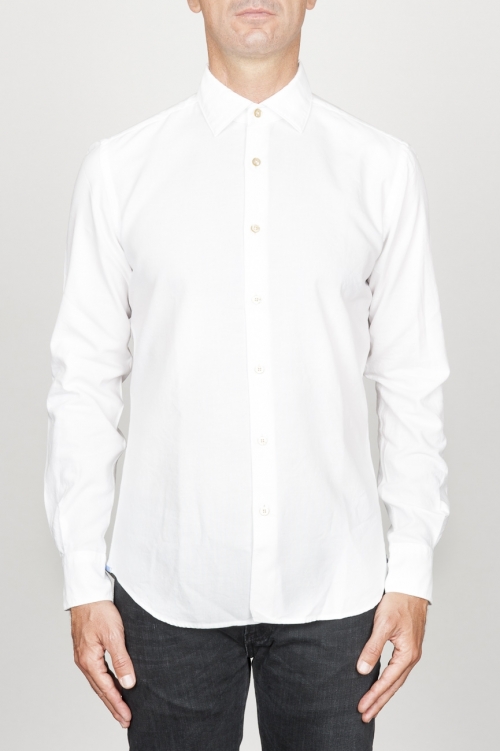 SBU 00940 Clásica camisa oxford blanco de algodón con cuello de punta  01