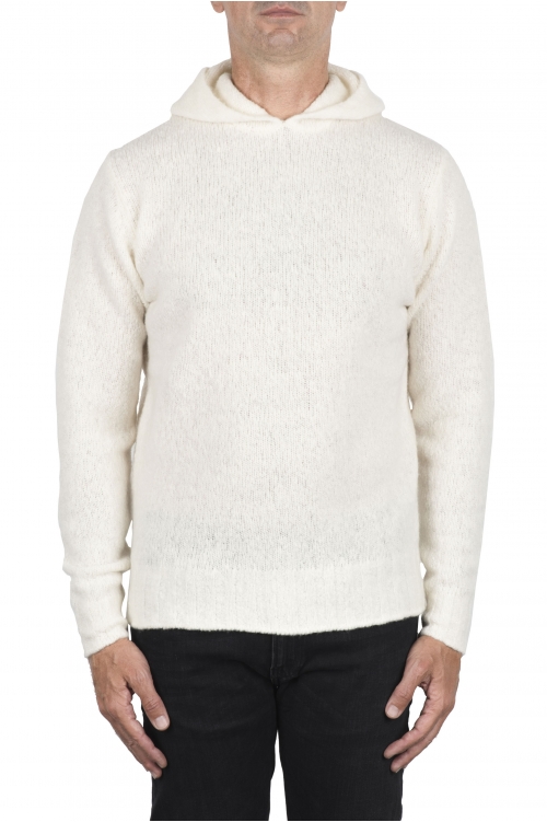 SBU 03517_2021AW Maglia con cappuccio in lana misto cashmere bianca 01