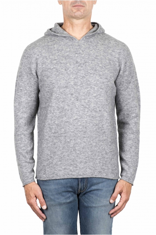 SBU 03522_2021AW Grey merino wool blend hooded sweater 01