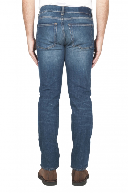 SBU 03533_2021AW Teint pur indigo délavé à la pierre coton stretch jeans bleu 01