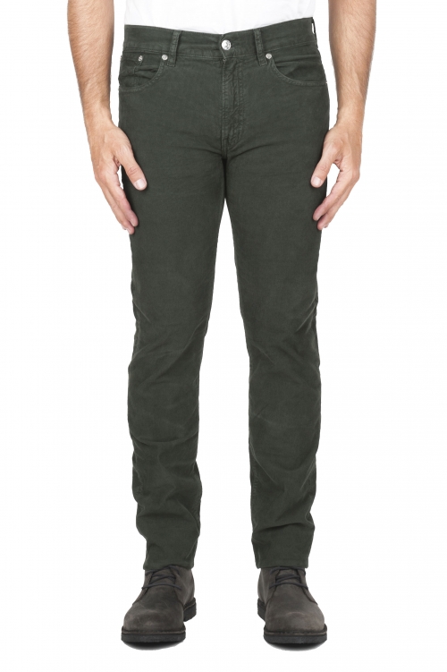 SBU 03536_2021AW Jeans elasticizzato in velluto millerighe verde 01