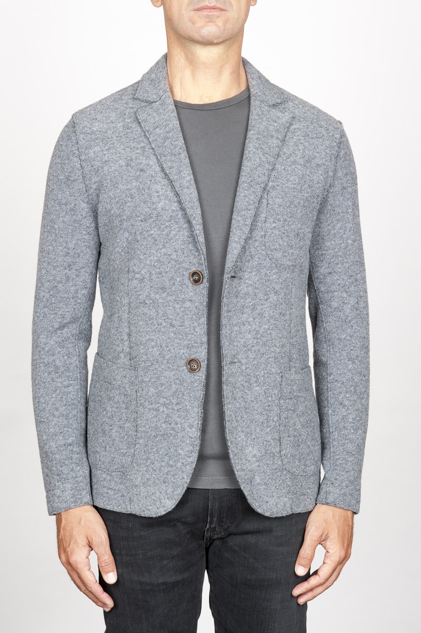SBU 00910 Single breasted grey stretch wool blend blazer 01