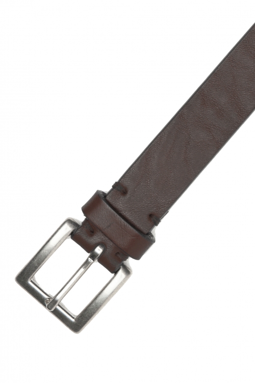 SBU 03016_2021AW Brown bullhide leather belt 0.9 inches 01