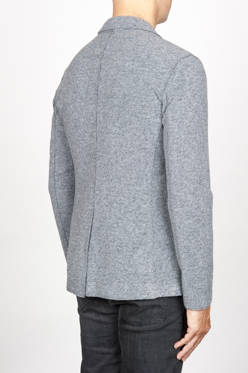 Single breasted grey stretch wool blend blazer