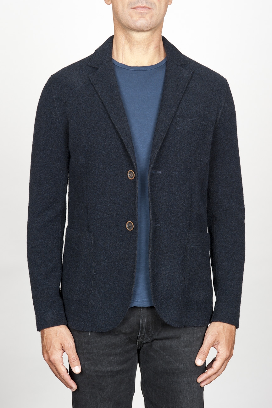 SBU 00911 Single breasted blue stretch wool blend blazer 01