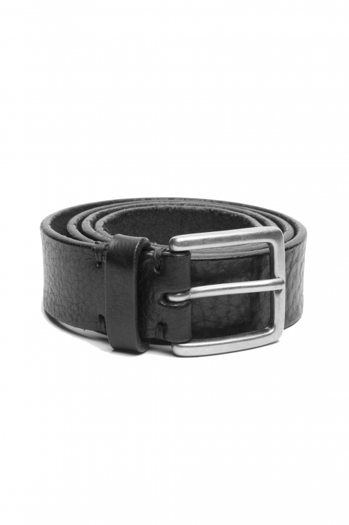 SBU 03028_2021AW Black bullhide tumbled leather belt 1.2 inches 01